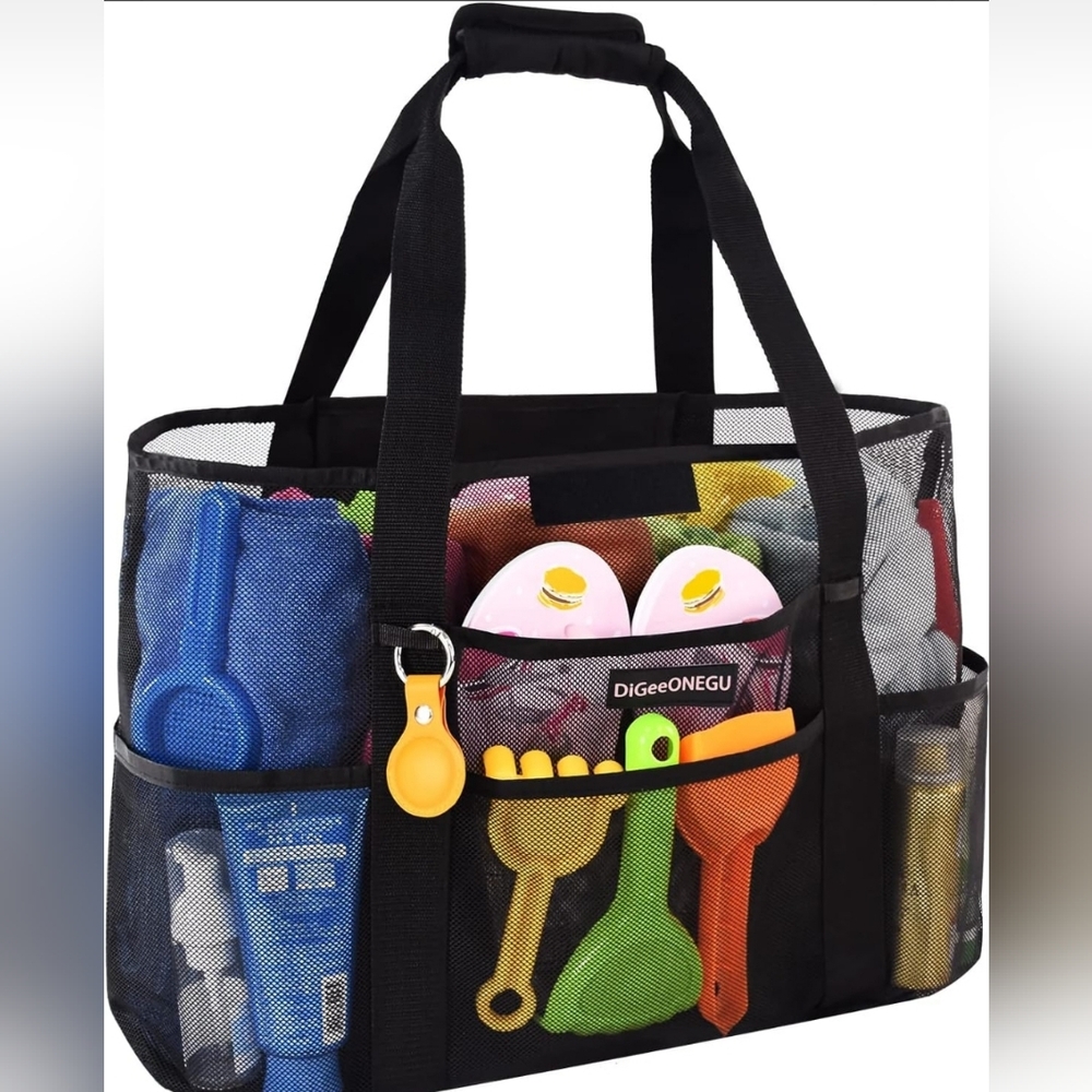 DiGeeONEGUBeach Bag, Large Mesh Beach Bag Waterproof Sandproof, Beach Toy Tote